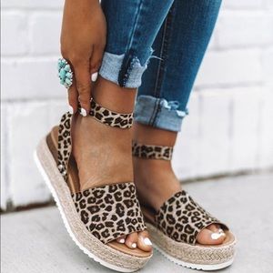 Cheetah Leopard Espadrilles Platform Sandals
